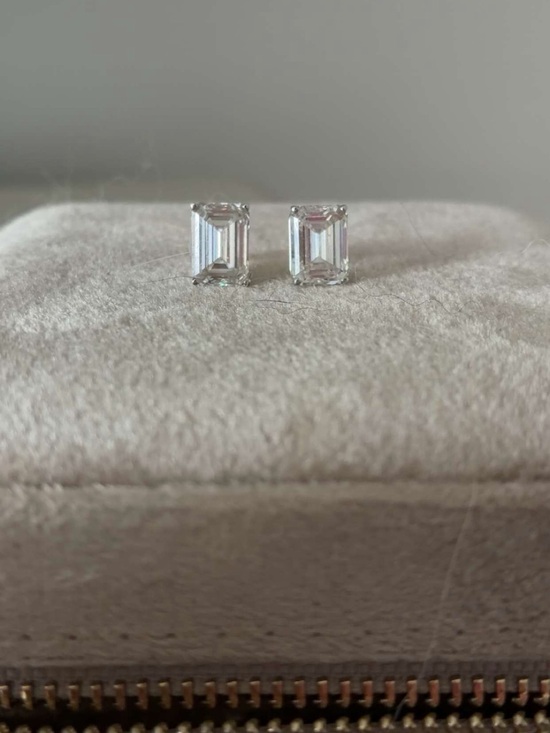 Jewelry - 6ct Classic Emerald-Cut lab grown diamonStud Earrings - Elegant Everyday Sparkle